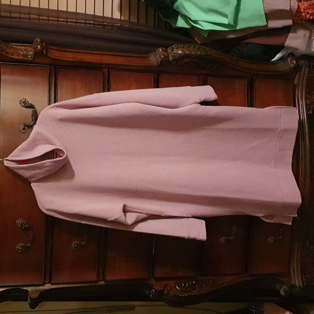 A New Day Dusty Rose Ribbed Turtleneck Dress sz M